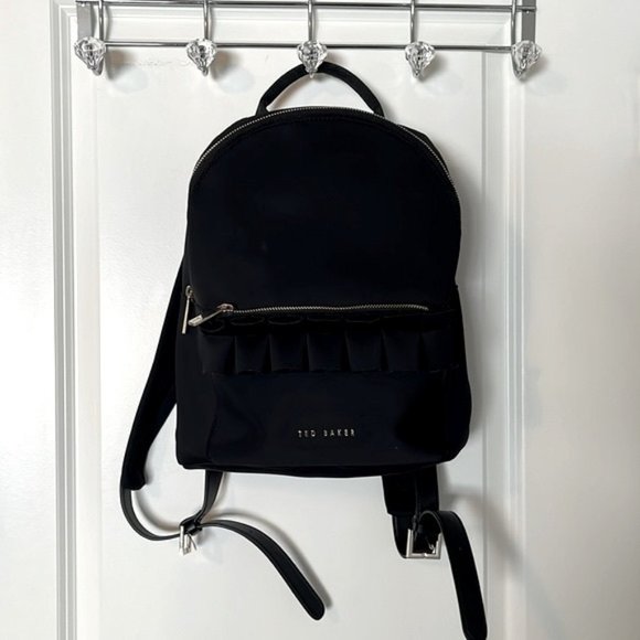Ted BakerWomens Black Reese Ruffle Detail Zip Backpack main image 9